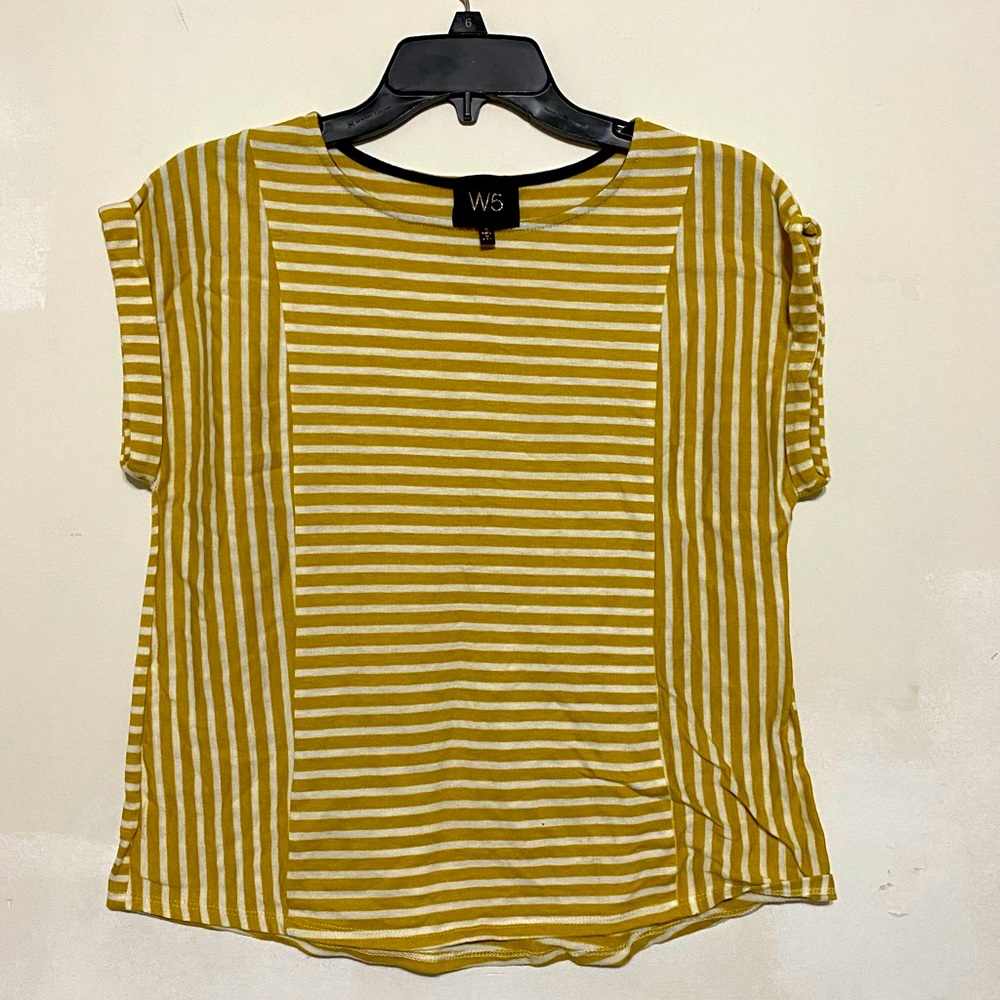Yellow and White Striped Sleeveless Top